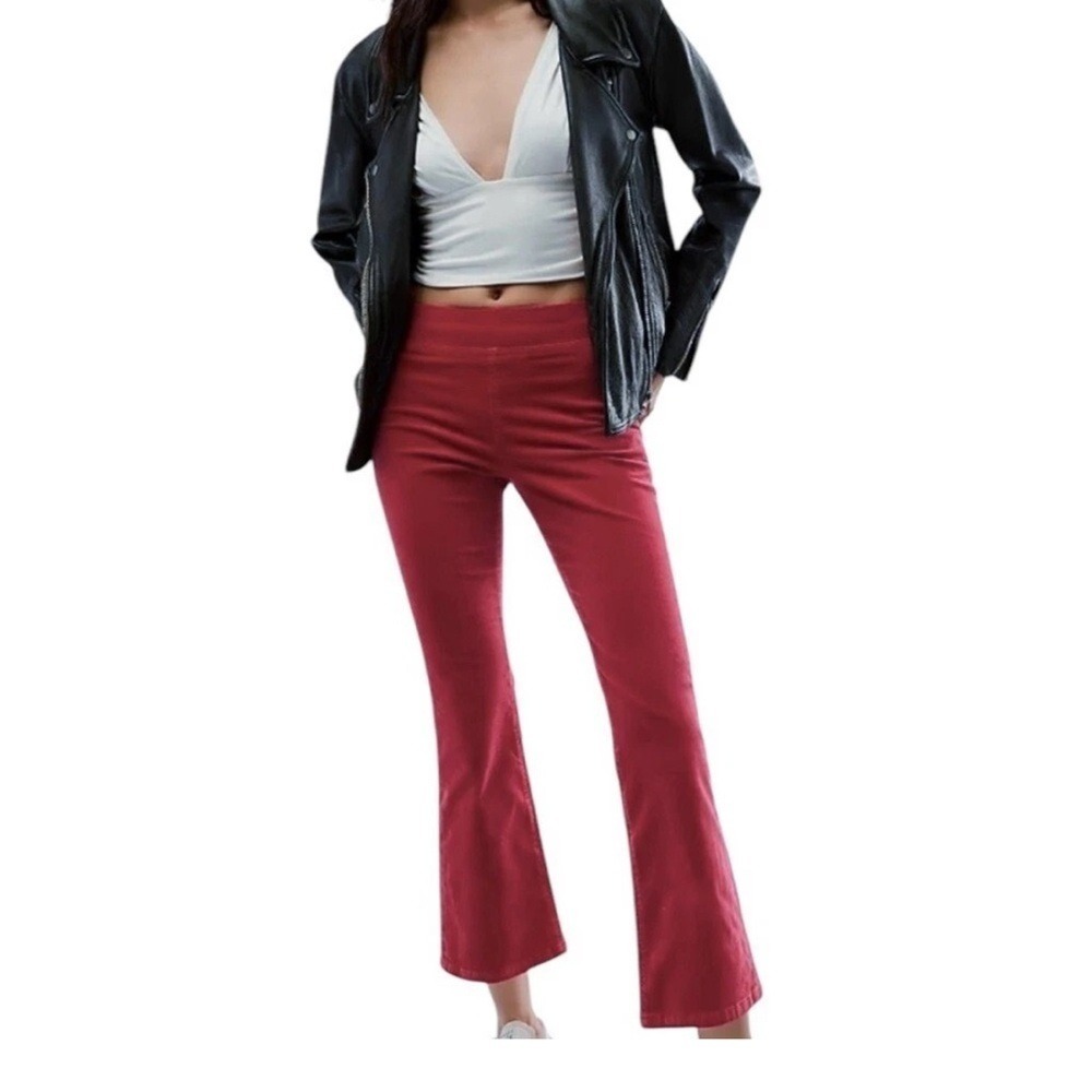 Free People We The Free Penny Pull On Flare Jeans Red‎ XS Cropped OB643644